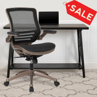 Flash Furniture BL-8801X-GG Mid-Back Transparent Black Mesh Executive Swivel Chair with Melrose Gold Frame and Flip-Up Arms 